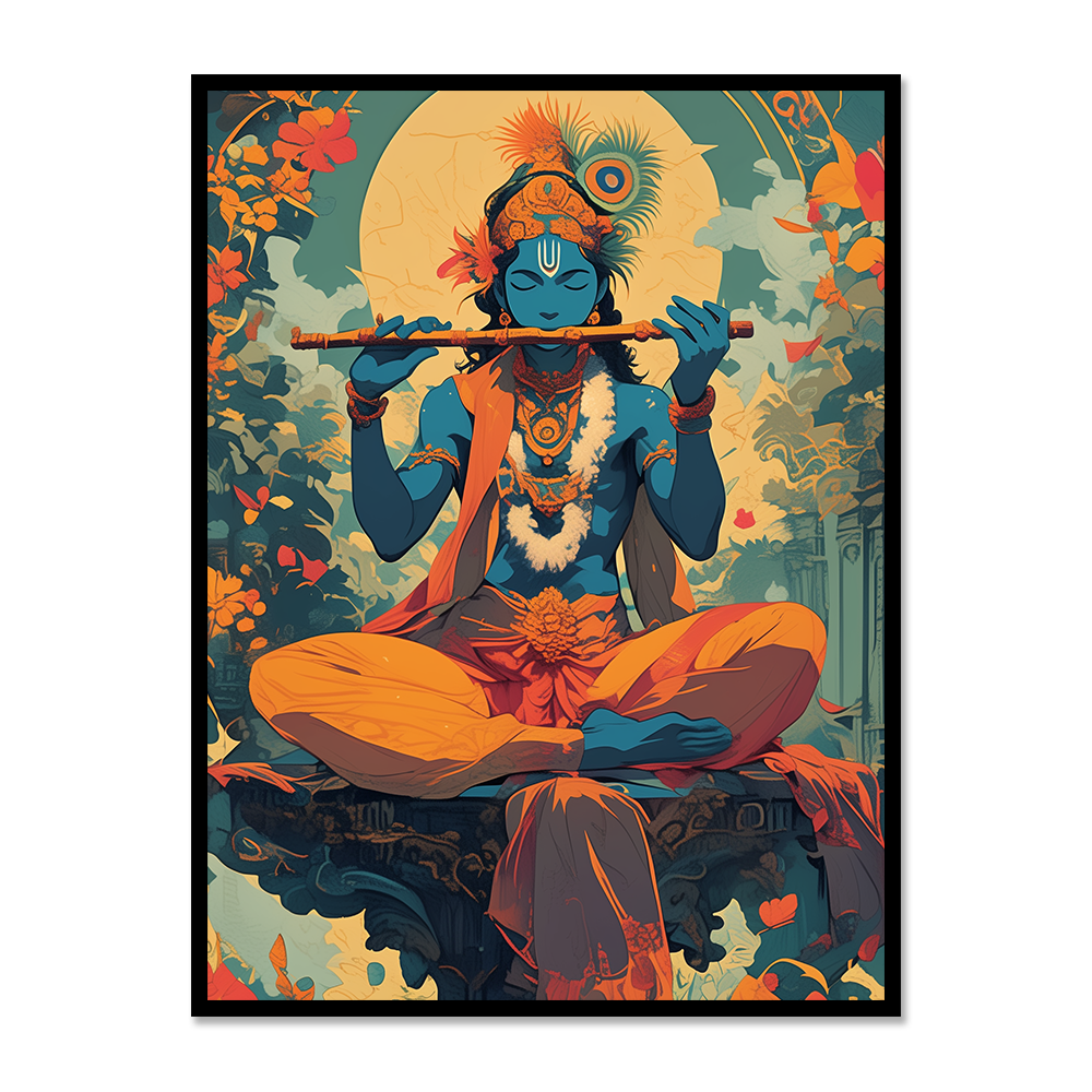 Krishna's Melodic Harmony Wall Art