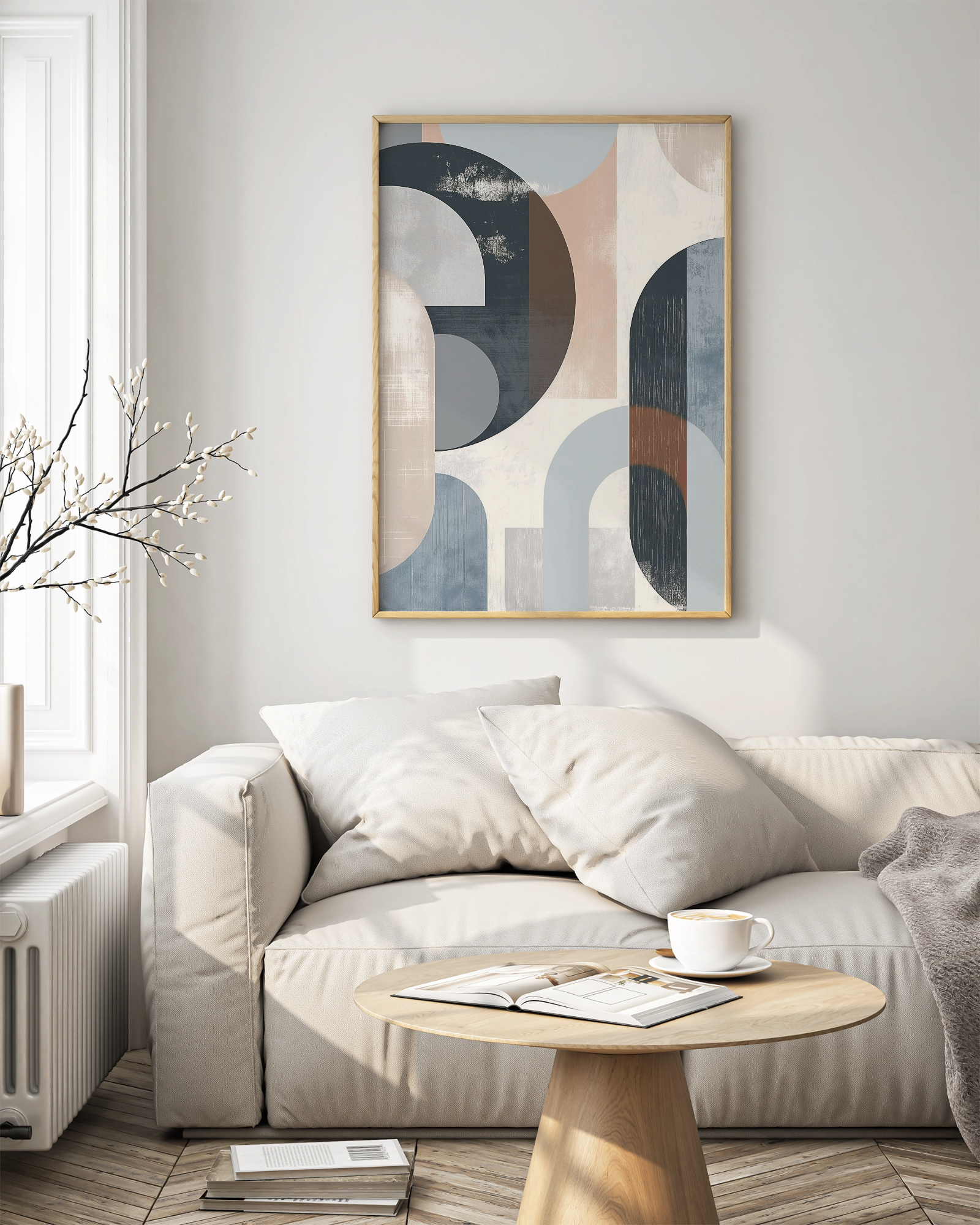 Grey Abstract Shapes Artwork - PrintKloud