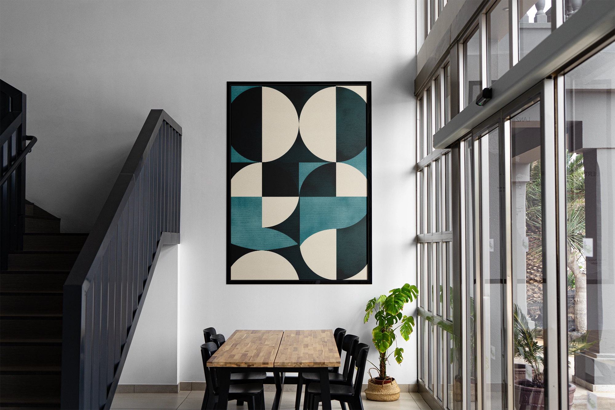 Dynamic Circles Abstract Teal Artwrok - PrintKloud