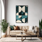 Dynamic Circles Abstract Teal Artwrok - PrintKloud