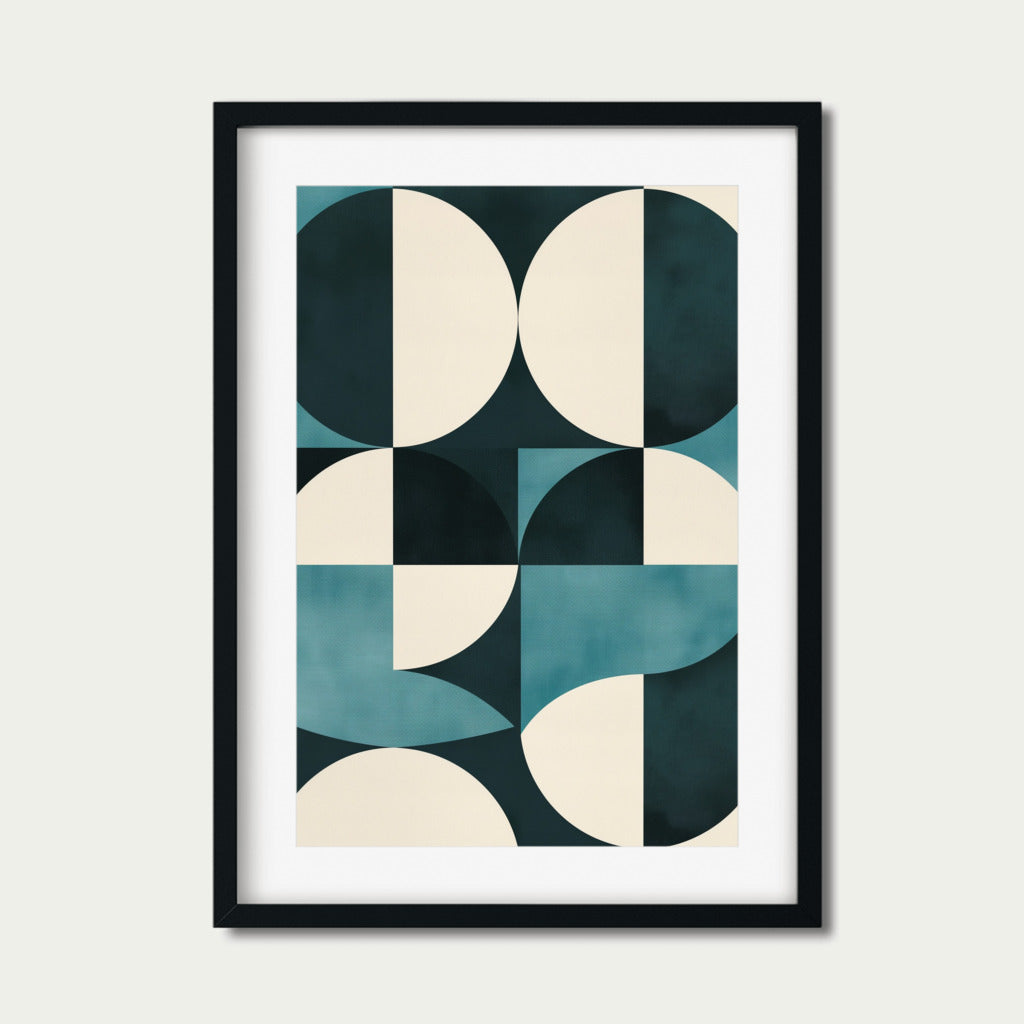 Dynamic Circles Abstract Teal Artwrok