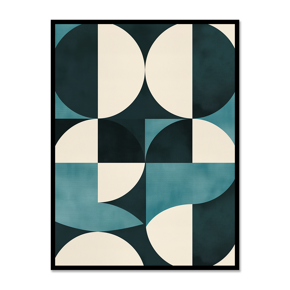Dynamic Circles Abstract Teal Artwrok