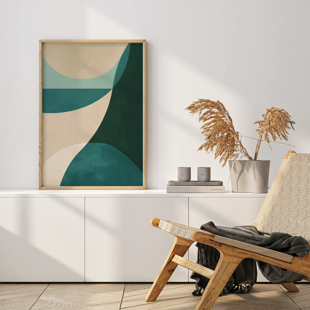 Aqua Waves Abstract Art - PrintKloud
