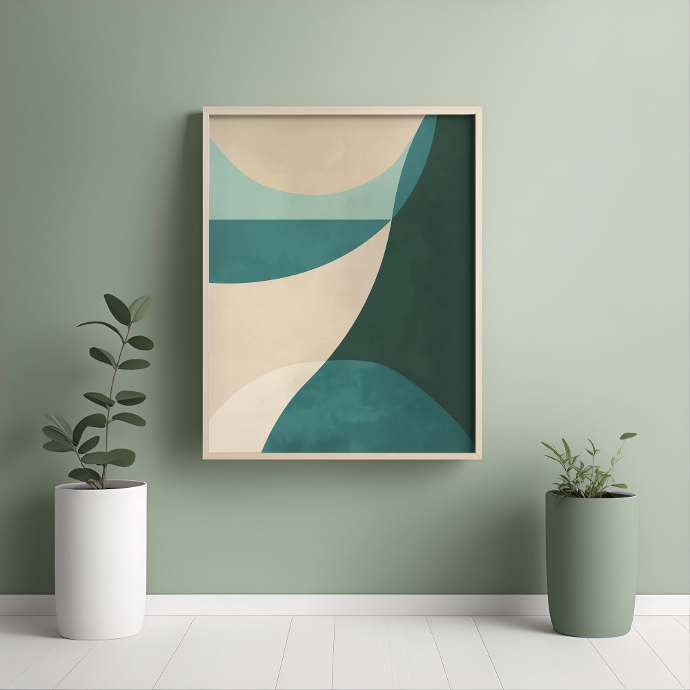 Aqua Waves Abstract Art - PrintKloud
