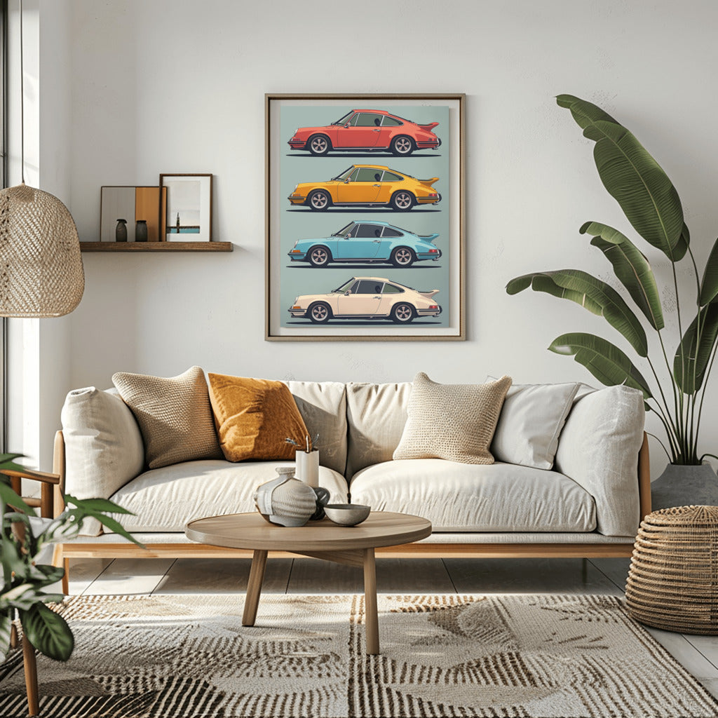 Vintage Porsche 911 Quartet - PrintKloud