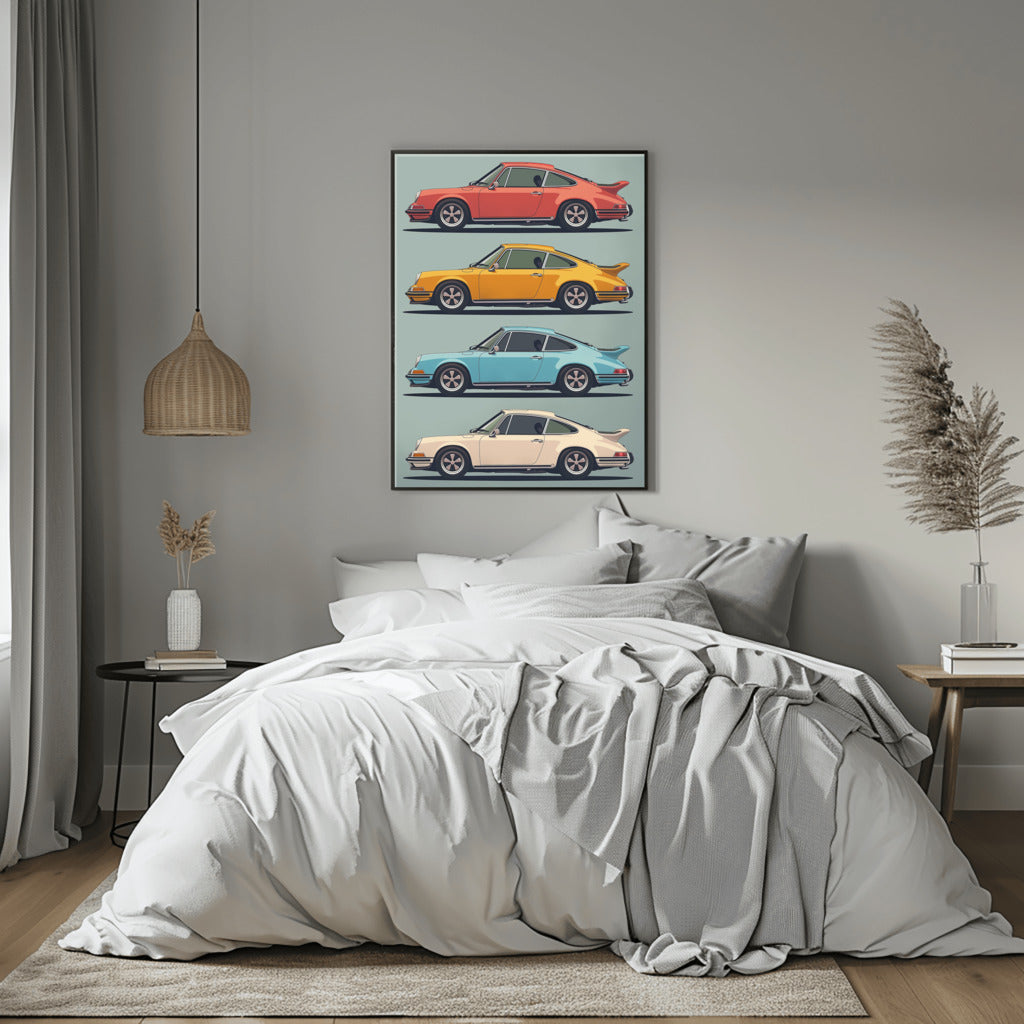 Vintage Porsche 911 Quartet - PrintKloud