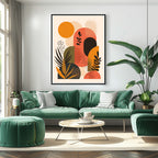 Bohemian Pastel Leaves and Shapes Art - PrintKloud
