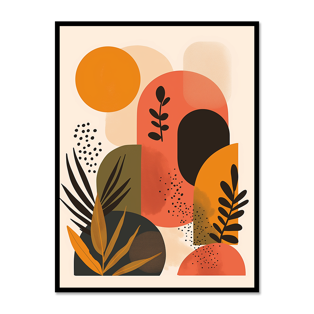 Bohemian Pastel Leaves and Shapes Art