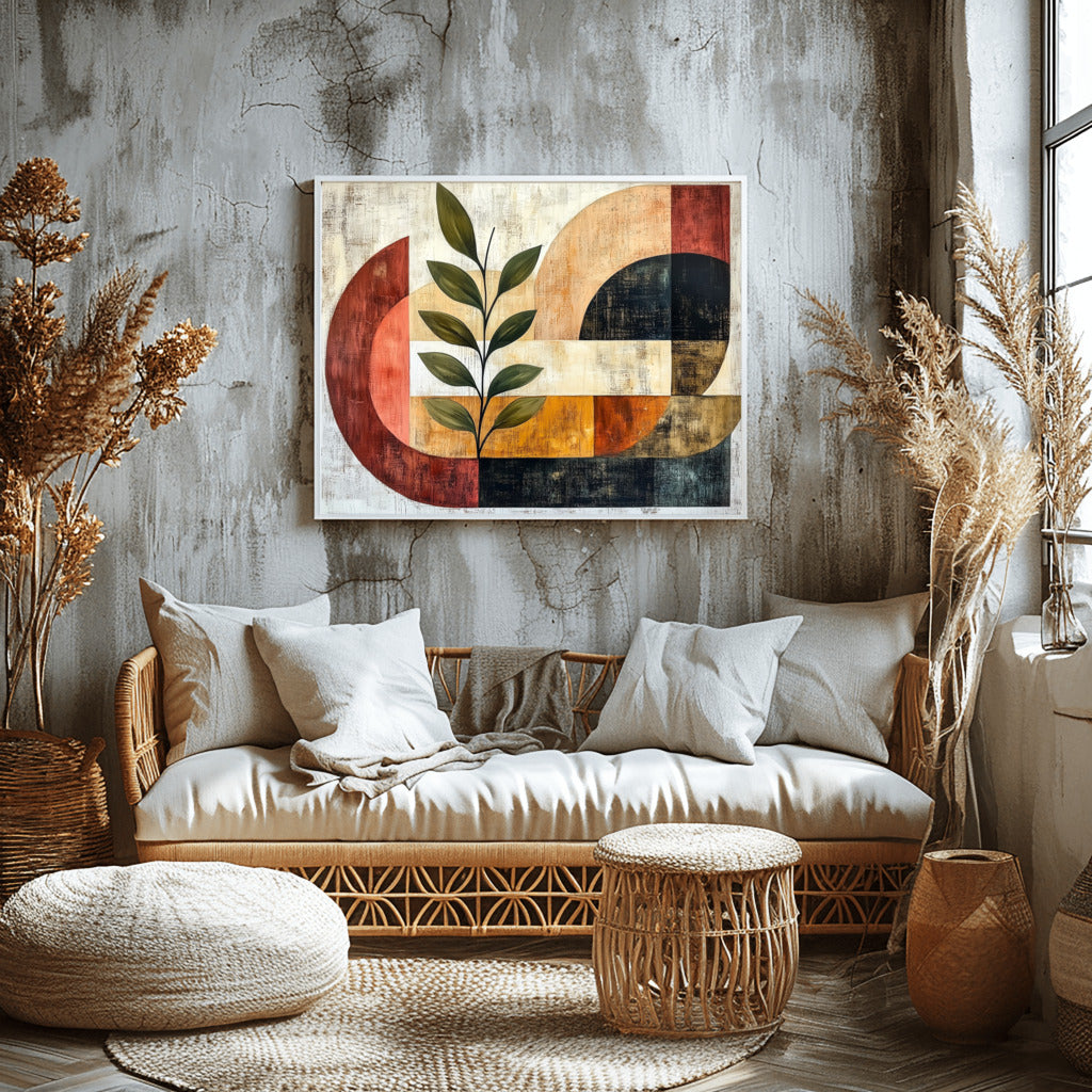 Mid-Century Boho Vibes: Pots and Leaves Acrylic