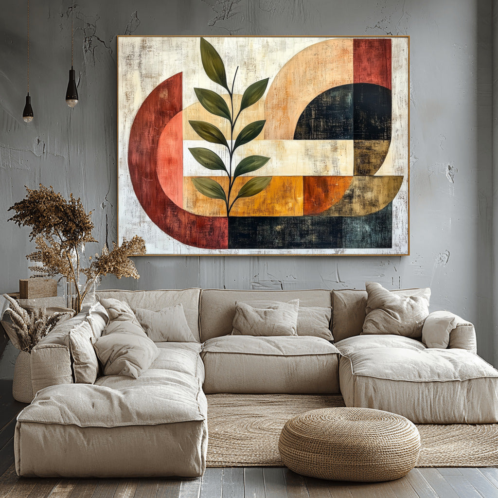 Mid-Century Boho Vibes: Pots and Leaves Acrylic