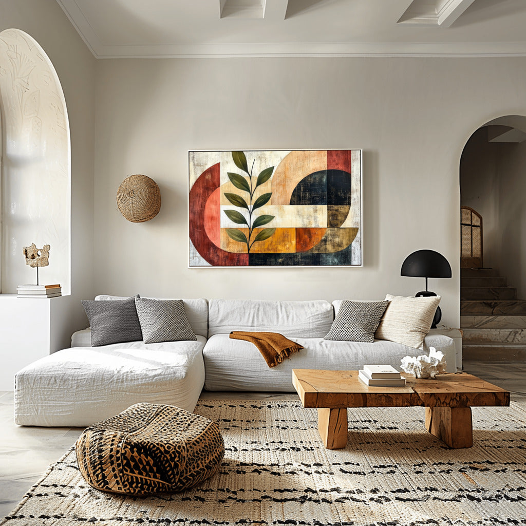 Mid-Century Boho Vibes: Pots and Leaves Acrylic