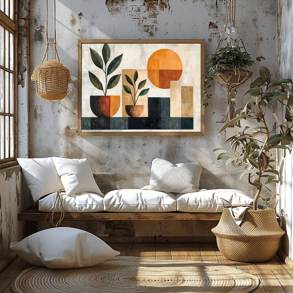 Acrylic Elegance: Boho Pots and Foliage