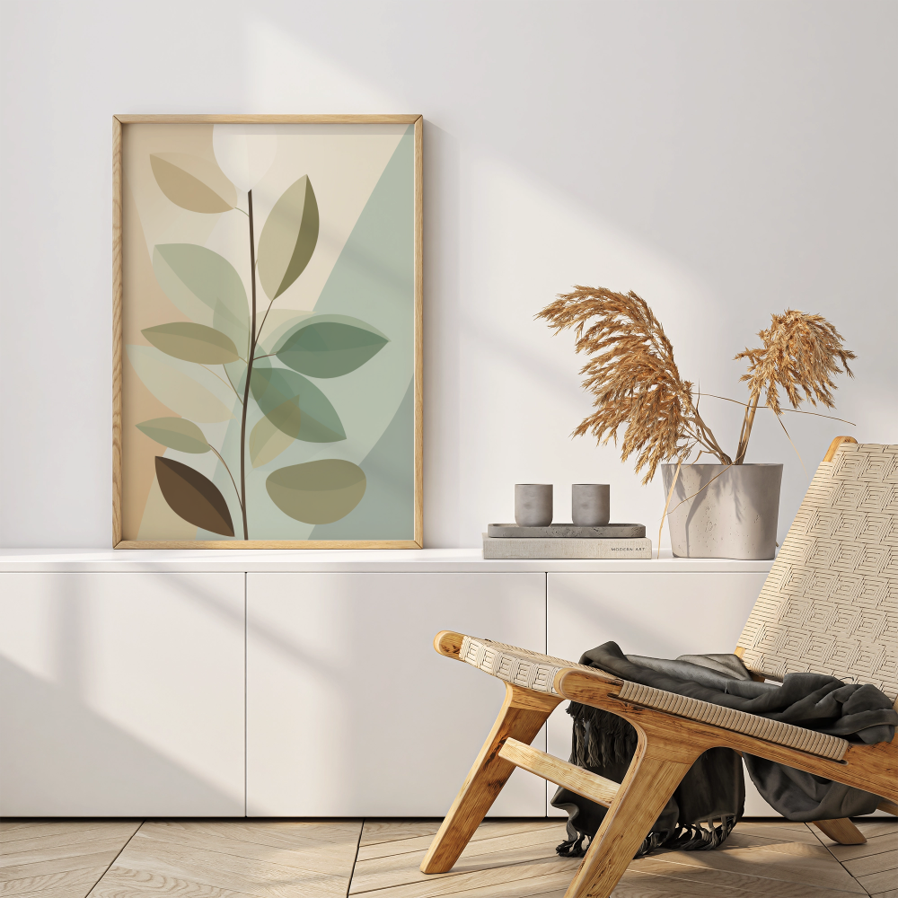 Minimalist Leaf Design Art - PrintKloud
