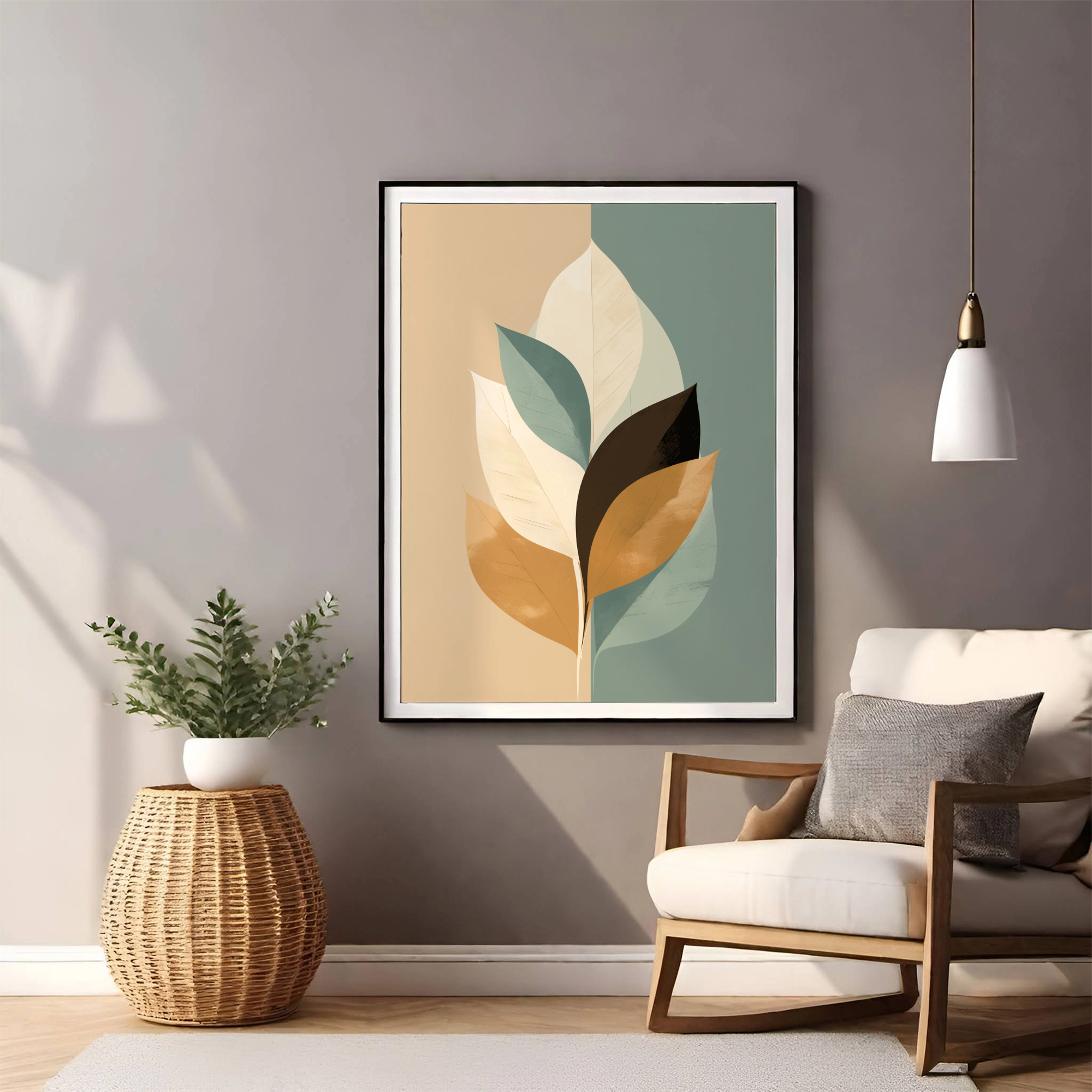 Minimalist Botanical Leaf Harmony - PrintKloud