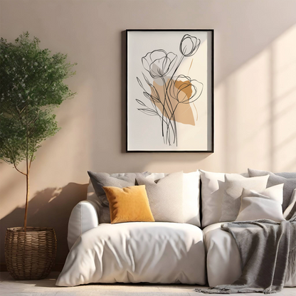 Botanical Linework Art - PrintKloud
