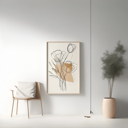 Botanical Linework Art - PrintKloud
