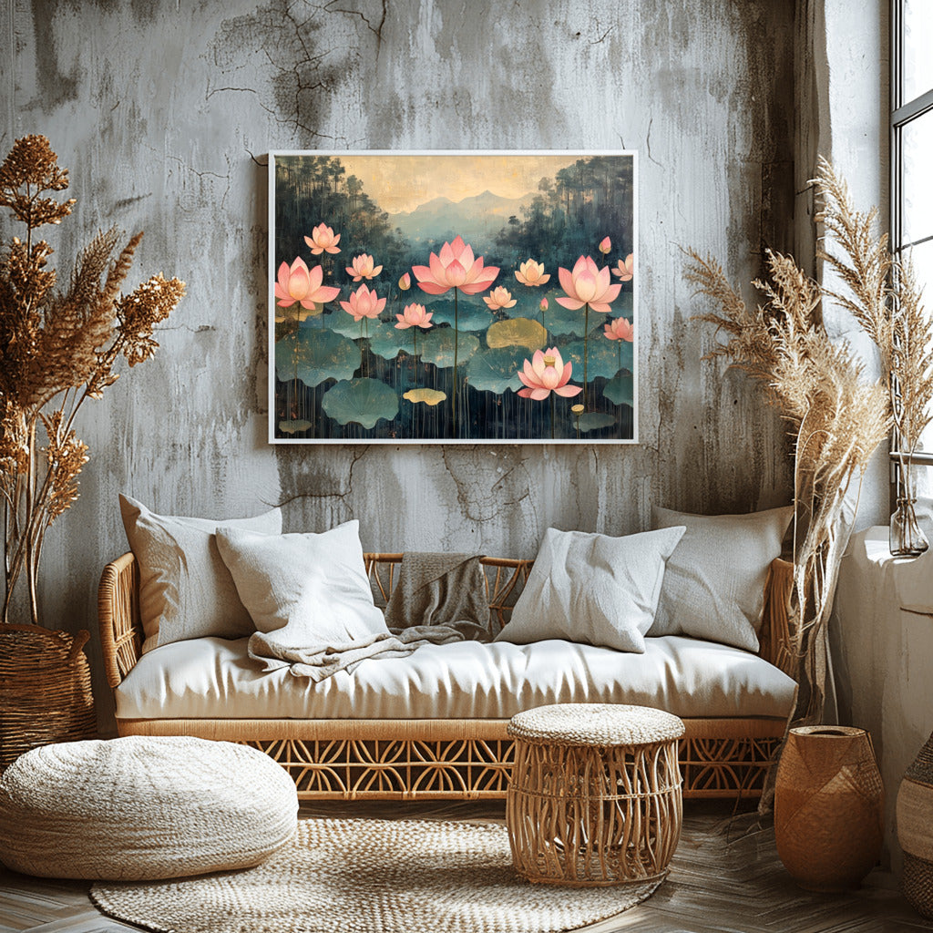 Lotus Serenity: Watercolor Blooms on Water