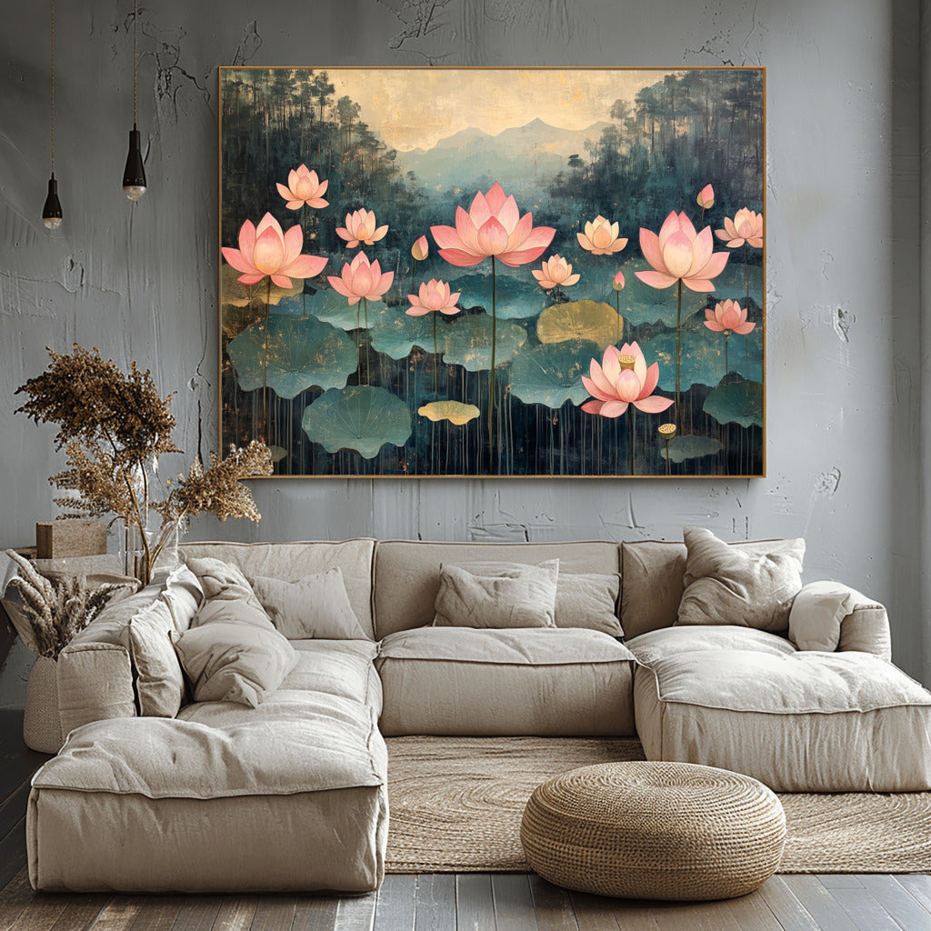 Lotus Serenity: Watercolor Blooms on Water
