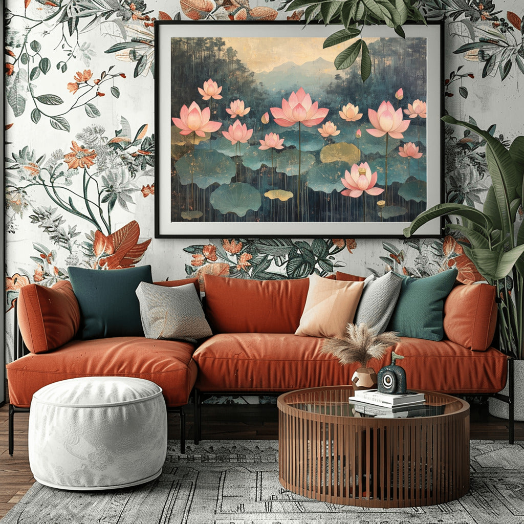 Lotus Serenity: Watercolor Blooms on Water