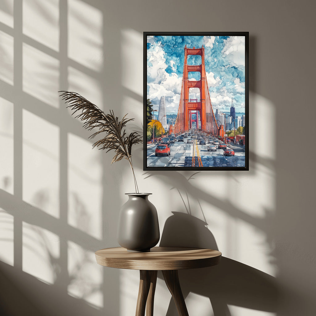 Golden Gate Symphony: Watercolor Horizon