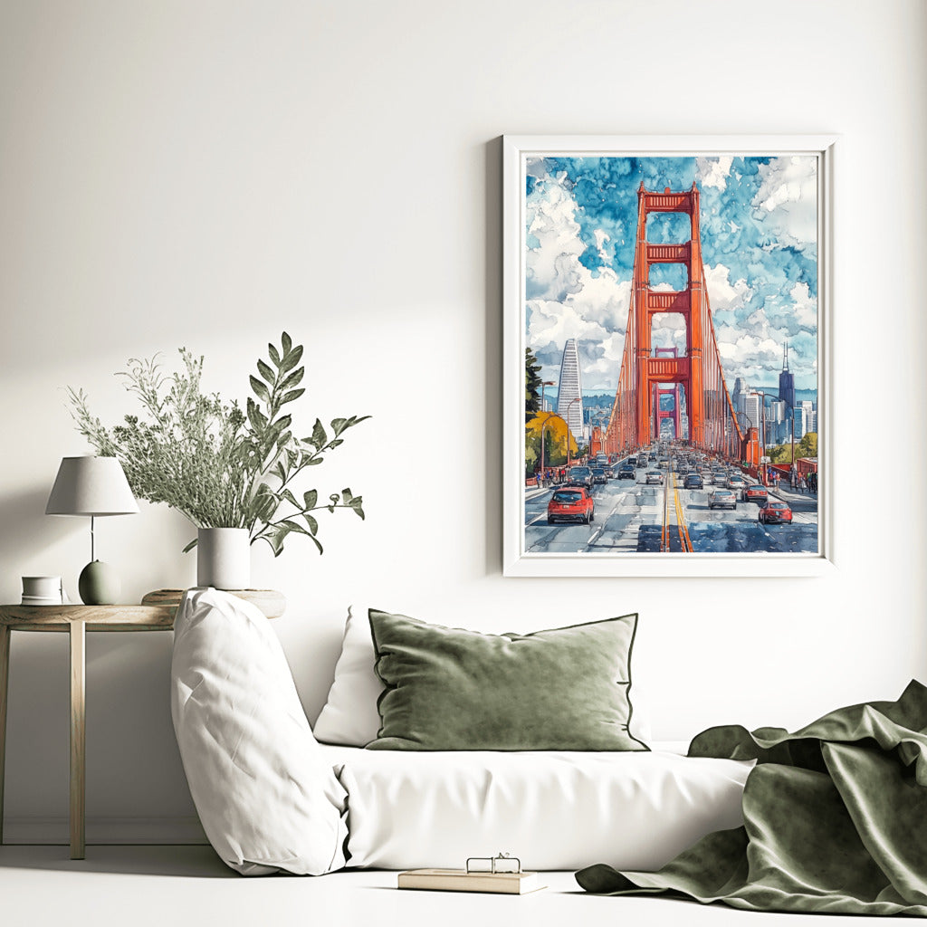 Golden Gate Symphony: Watercolor Horizon