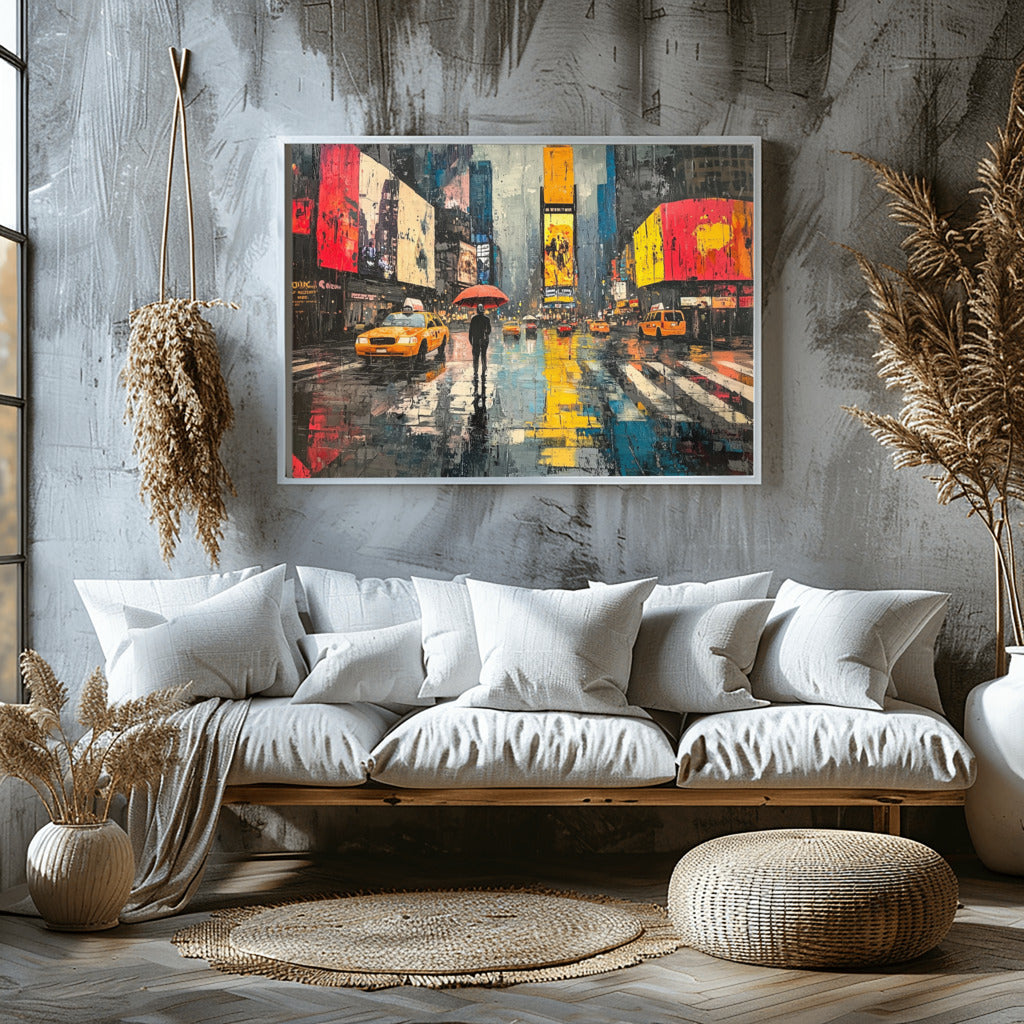 Rainy Reflections: New York Watercolor