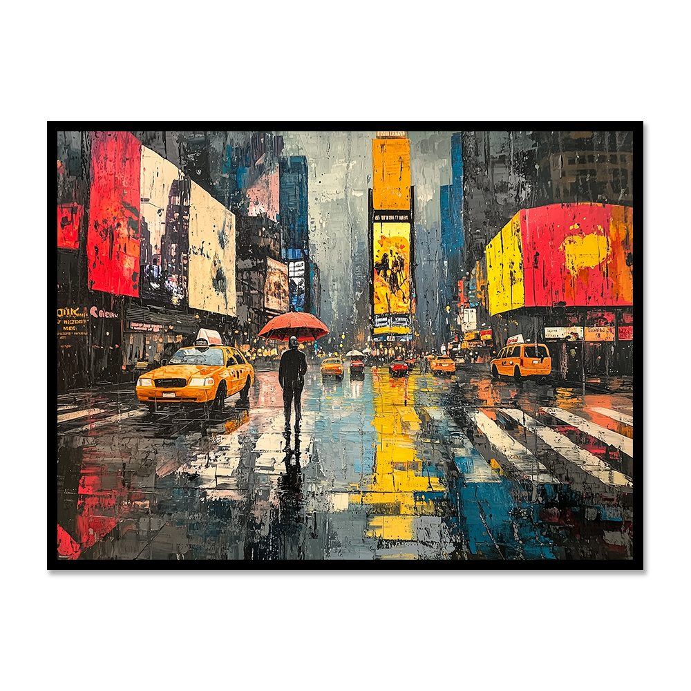Rainy Reflections: New York Watercolor