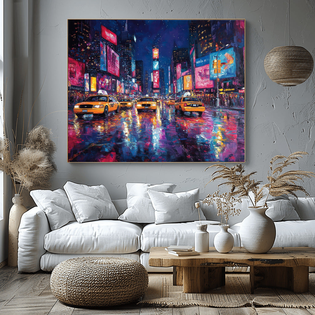 Rainy Nights in Times Square: Acrylic Magic