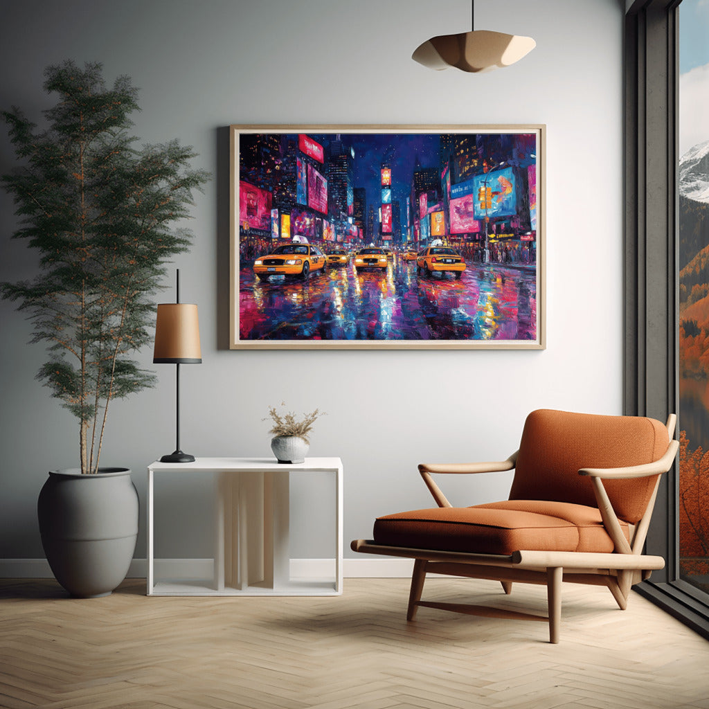 Rainy Nights in Times Square: Acrylic Magic