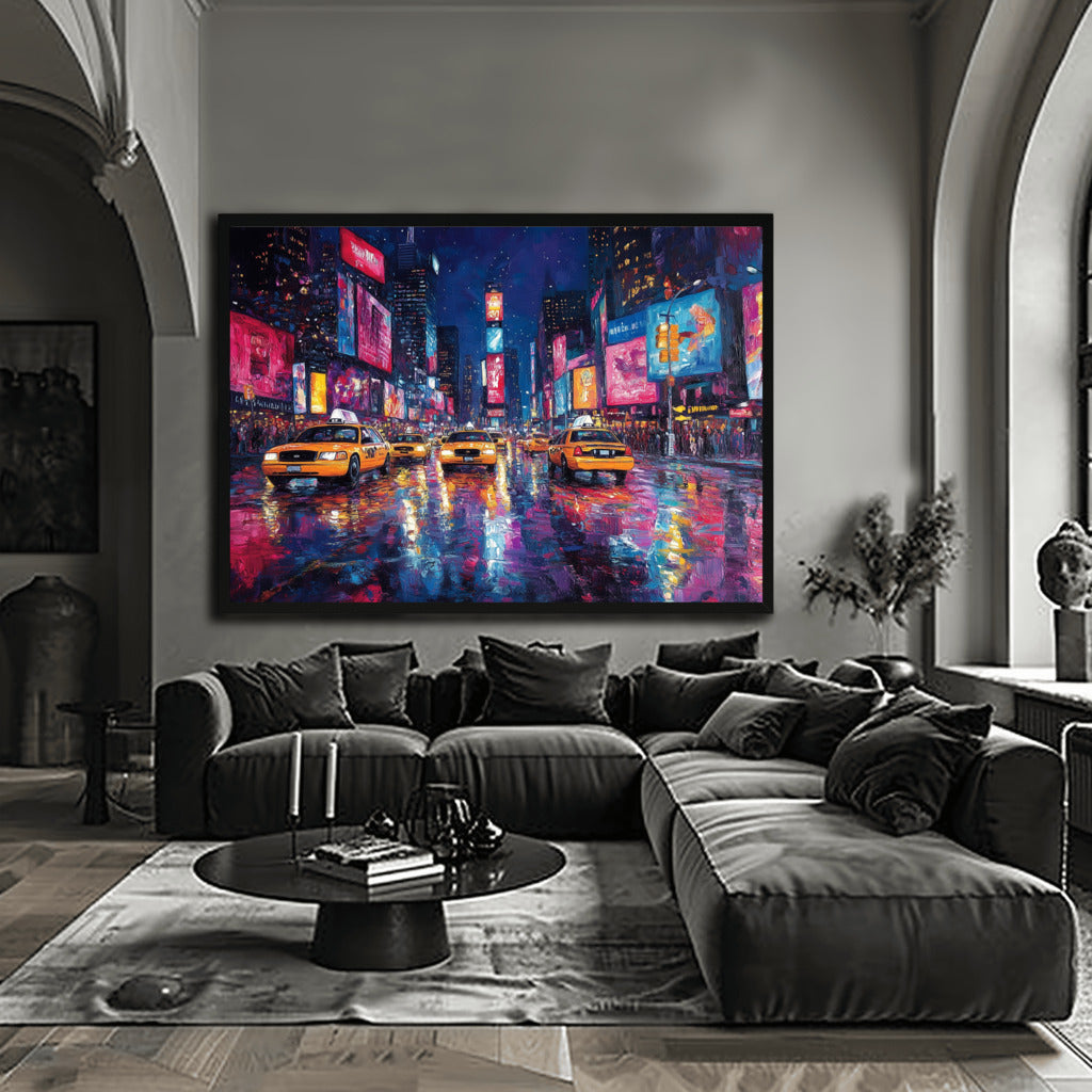 Rainy Nights in Times Square: Acrylic Magic