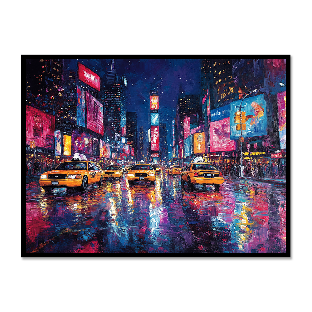 Rainy Nights in Times Square: Acrylic Magic
