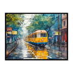 Rainy Day Journey: Trams in Watercolor