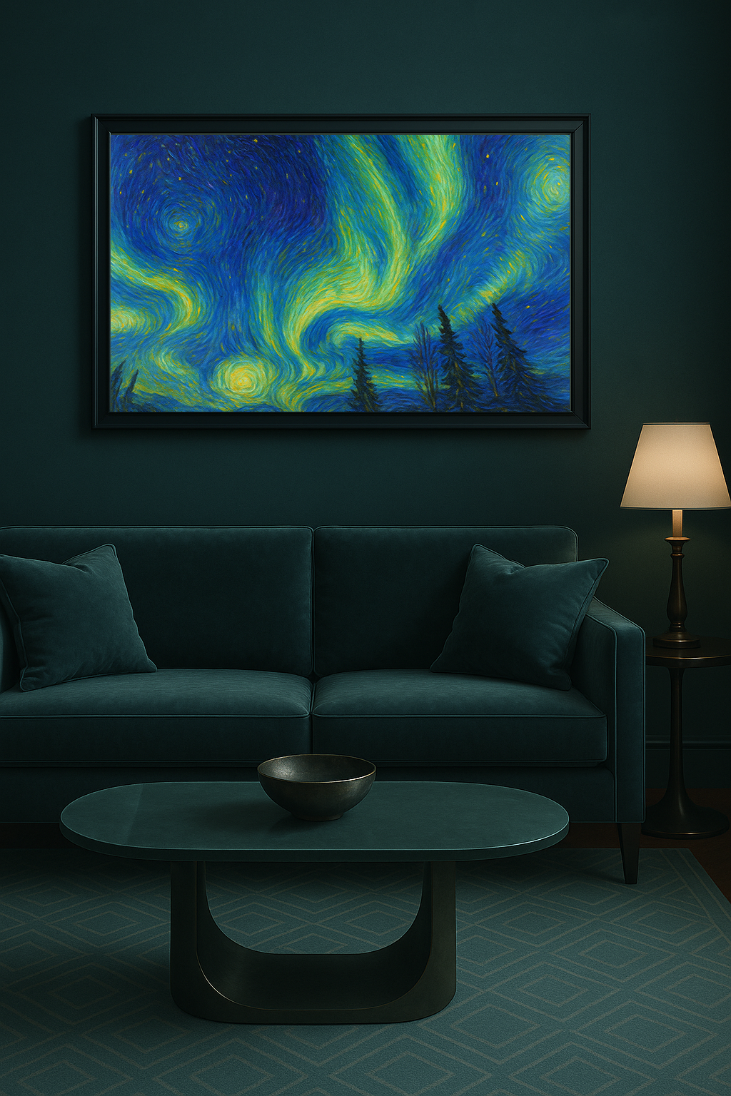 Northern Lights Over Evergreen Forest – Nature Landscape Canvas Print