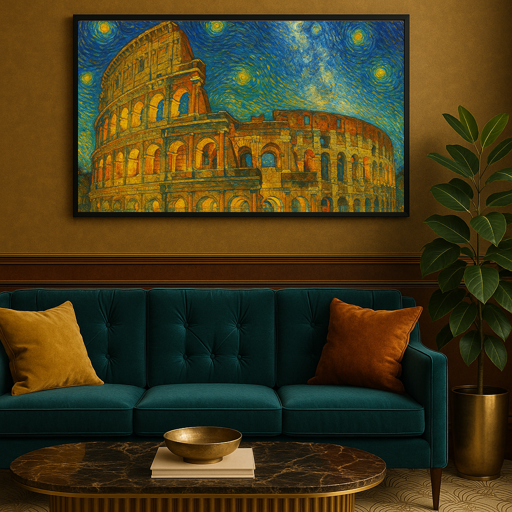 Colosseum Under a Starry Sky – Rome Landmark Canvas Art