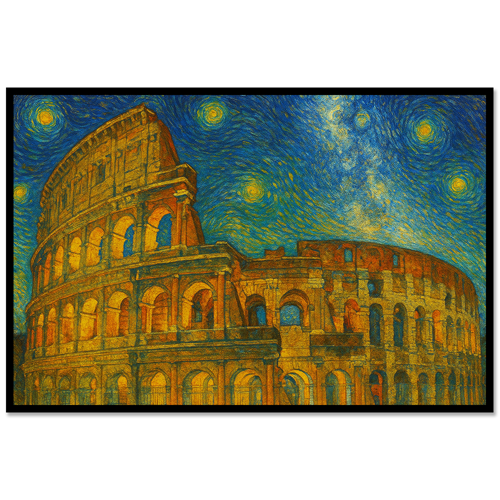 Colosseum Under a Starry Sky – Rome Landmark Canvas Art