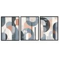 Industrial Geometry Ð Blue & Beige Abstract Canvas Prints (Set of 3)