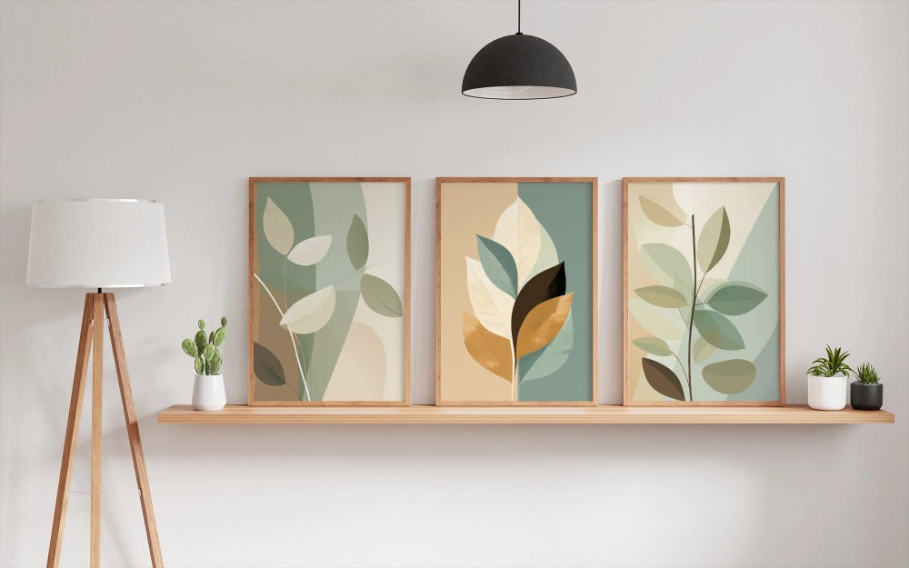Botanical Balance Ð Minimalist Leaf Canvas Wall Art Set Of 3
