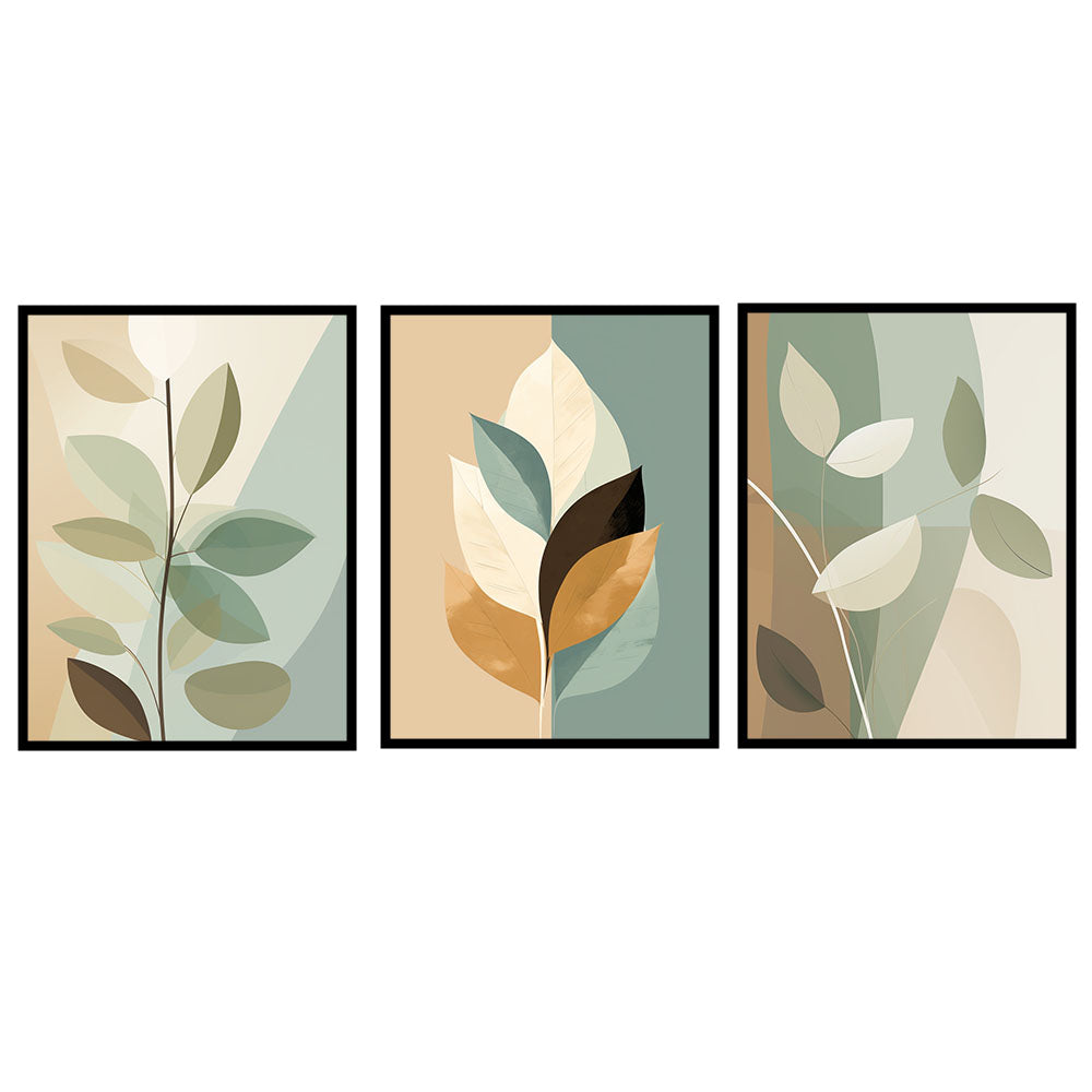 Botanical Balance Ð Minimalist Leaf Canvas Wall Art Set Of 3