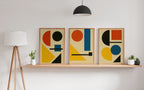 Bauhaus Shapes Ð Bold Geometric Canvas Wall Art Set of 3