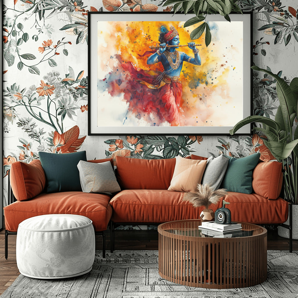 Krishna in Flute Bliss Abstract