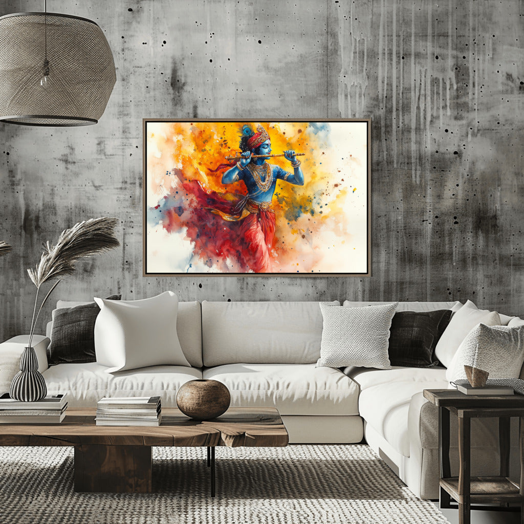 Krishna in Flute Bliss Abstract