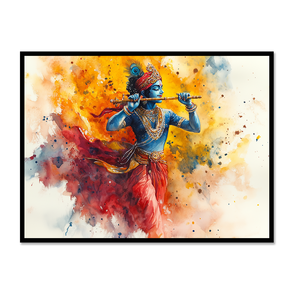 Krishna in Flute Bliss Abstract