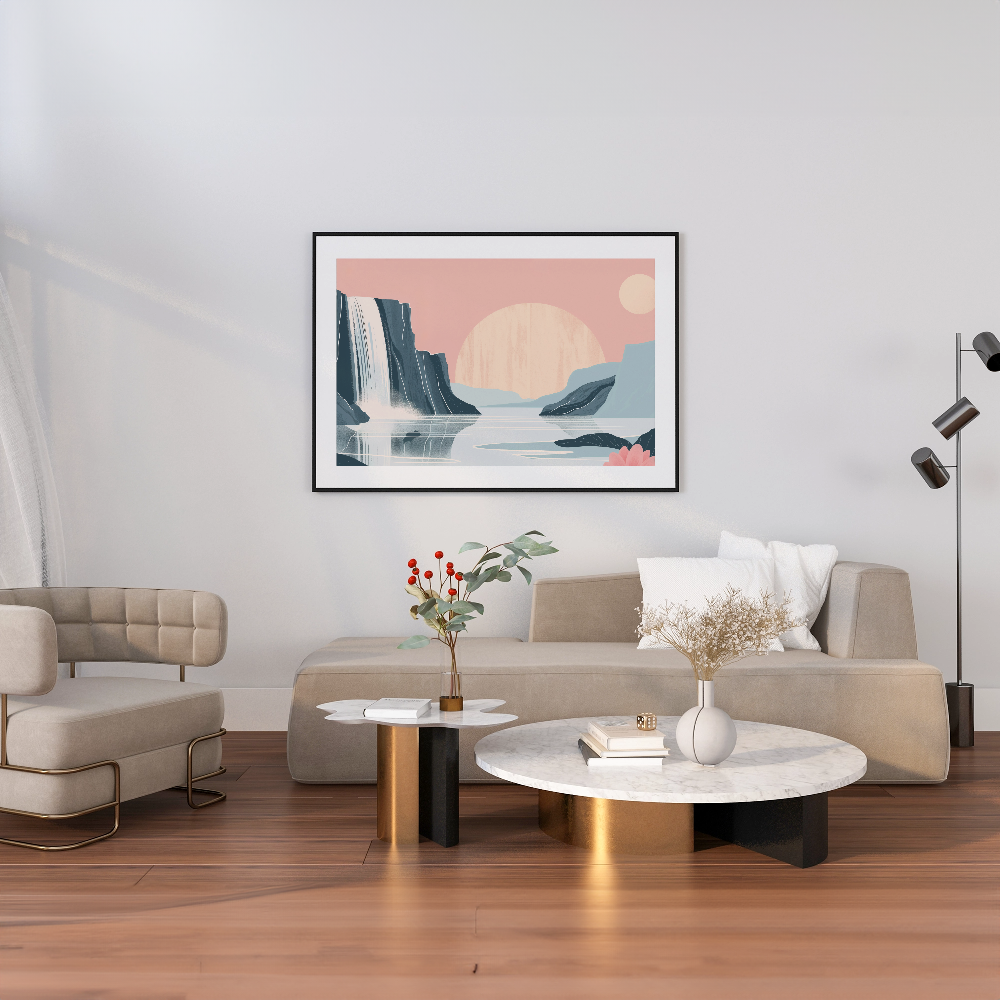 Flowing Waterfall Artwork - PrintKloud