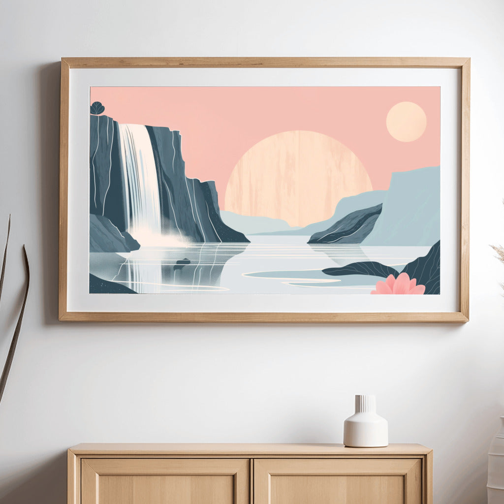 Flowing Waterfall Artwork - PrintKloud