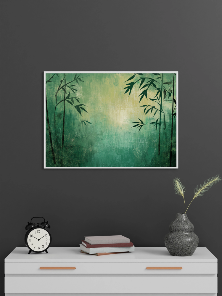 Peaceful Bamboo Forest in Soothing Greens - Vastu Painting to Attract Positive Energy