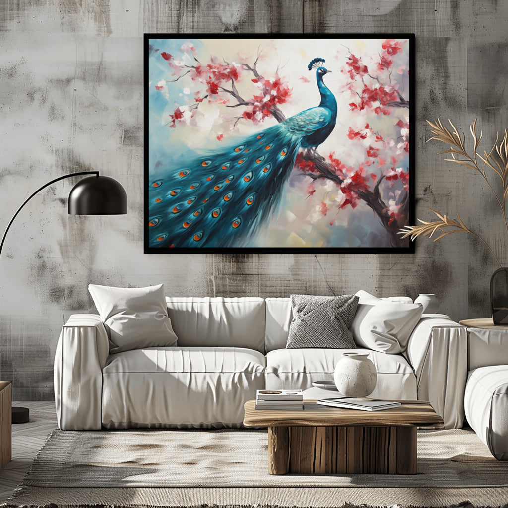 Majestic Elegance Peacock in Full Splendor - Vastu Painting to enhance good luck and financial abundance