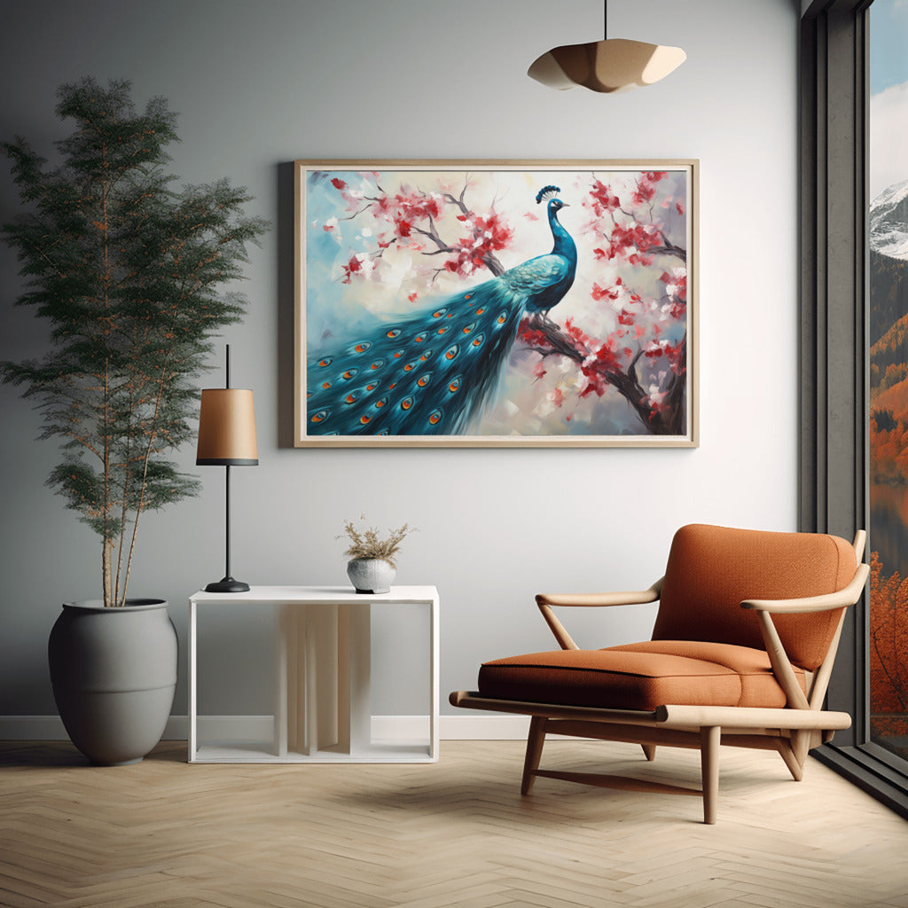 Majestic Elegance Peacock in Full Splendor - Vastu Painting to enhance good luck and financial abundance