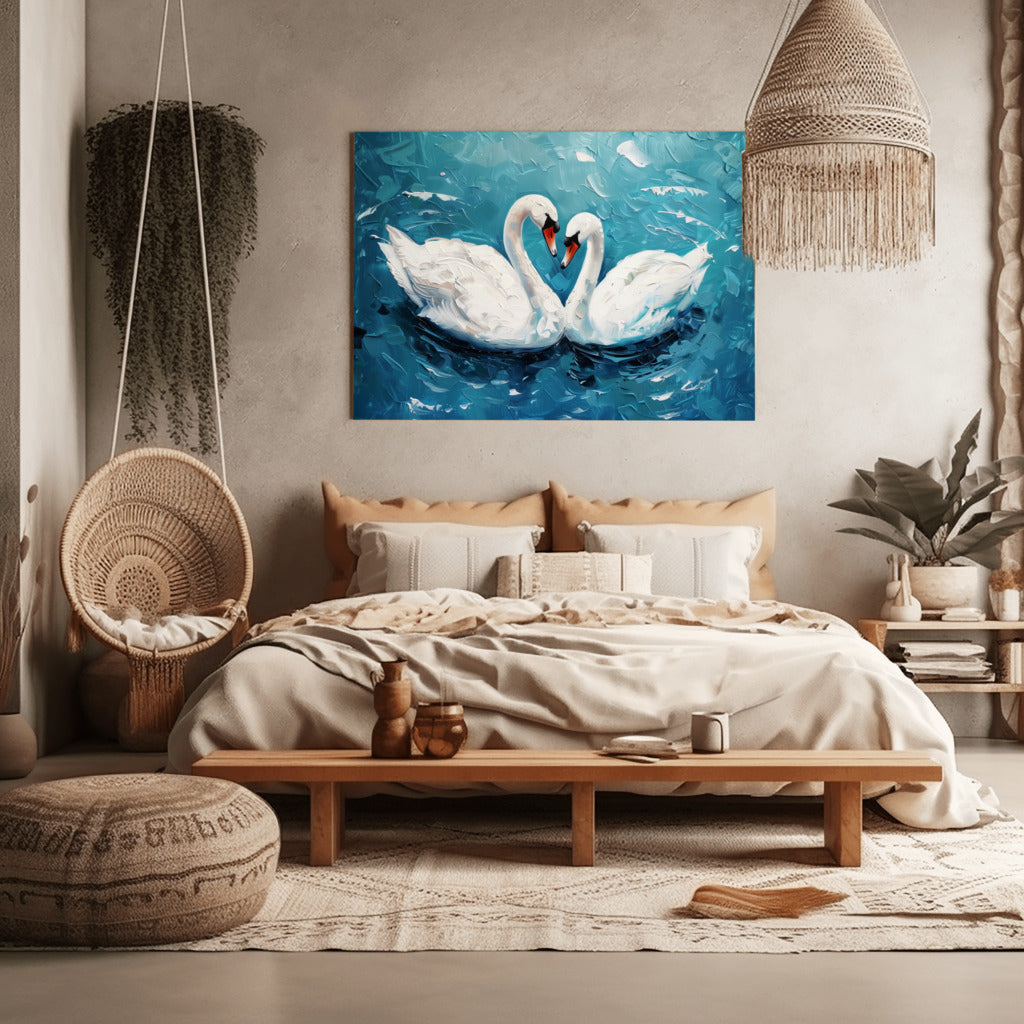 Serene Swan Pair in Peaceful Waters - For Marital Bliss