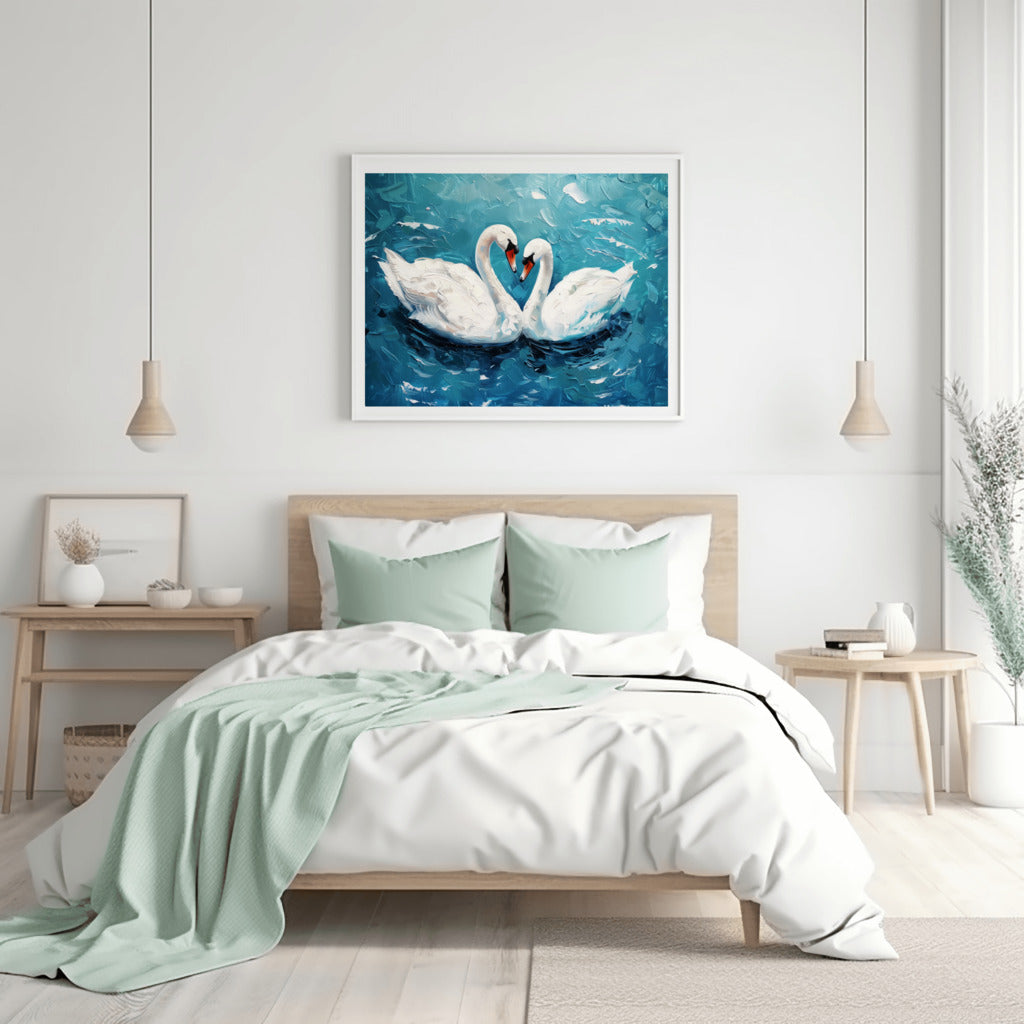 Serene Swan Pair in Peaceful Waters - For Marital Bliss
