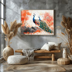 Serene Peacock Pair in Natural Harmony - Vastu Painting for Luck and Abundance
